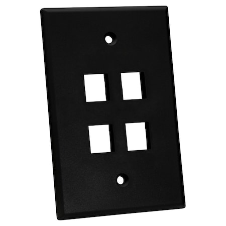 Quest Technology International Oversized Keystone Wall Plate, Single-Gang - 4 Ports, Black NFP-5041